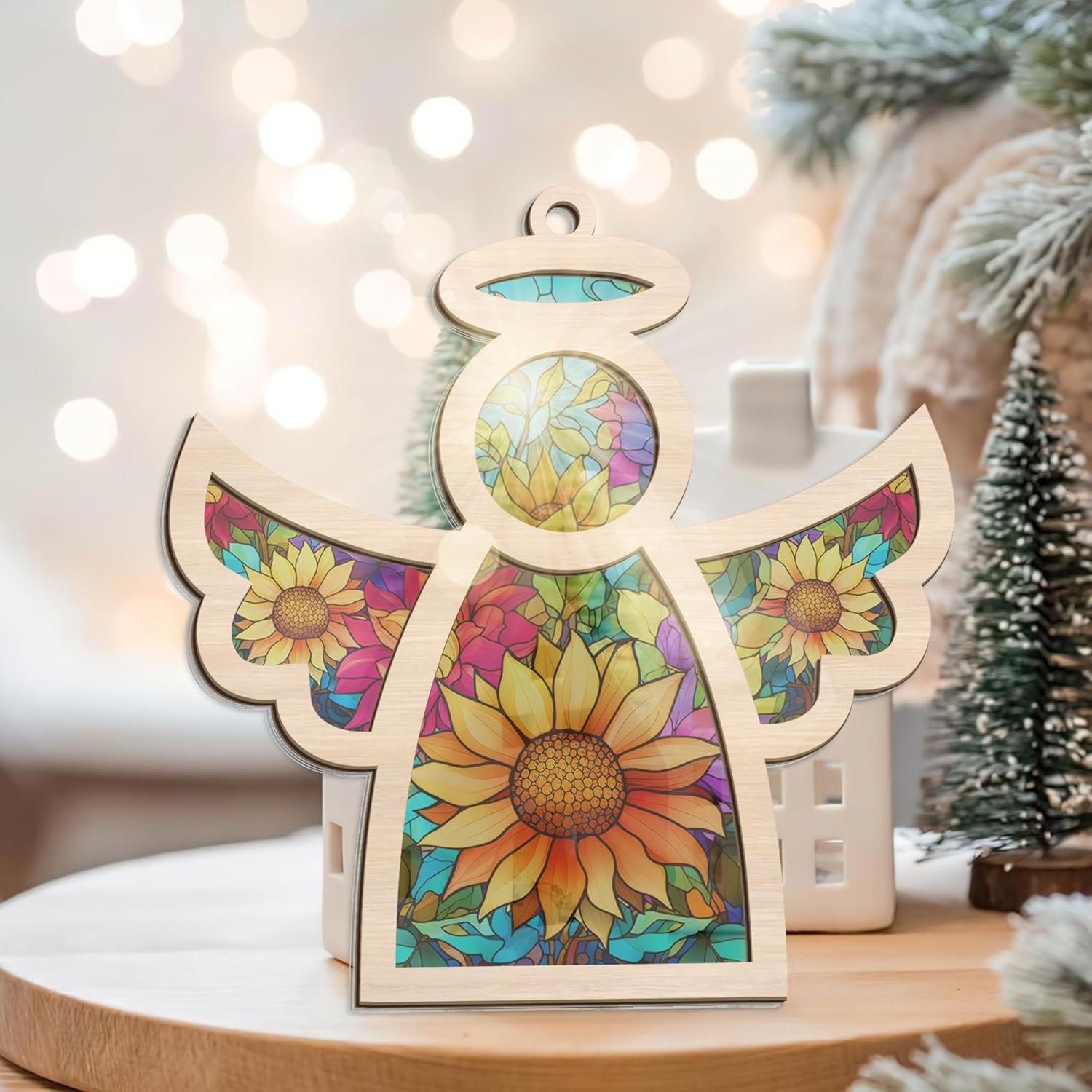 Angel Sunflower Gifts, Christmas Ornaments 2024 - Sympathy Gifts for Loss of Loved One, Pet Bereavement Gift Ideas, Miscarriage Memorial Gifts - Christmas Tree Decoration Suncatcher Ornaments - Image 8