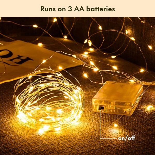 Twinkle Star 33FT 100 LED Silver Wire Fairy String Lights for Christmas Wedding Party Home Holiday Decoration,Battery Operated, Warm White, Pack of 1 - Image 4