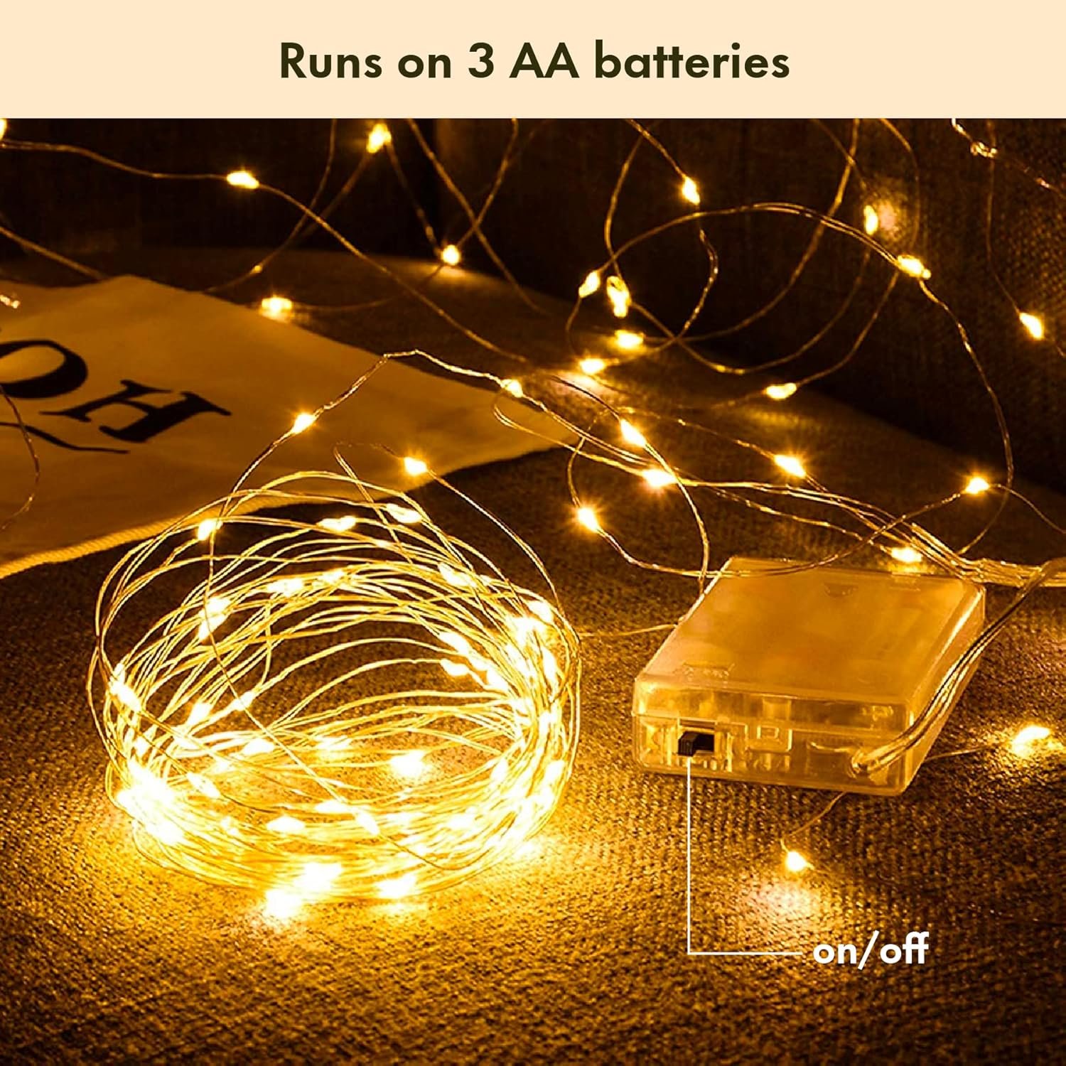 Twinkle Star 33FT 100 LED Silver Wire Fairy String Lights for Christmas Wedding Party Home Holiday Decoration,Battery Operated, Warm White, Pack of 1 - Image 4