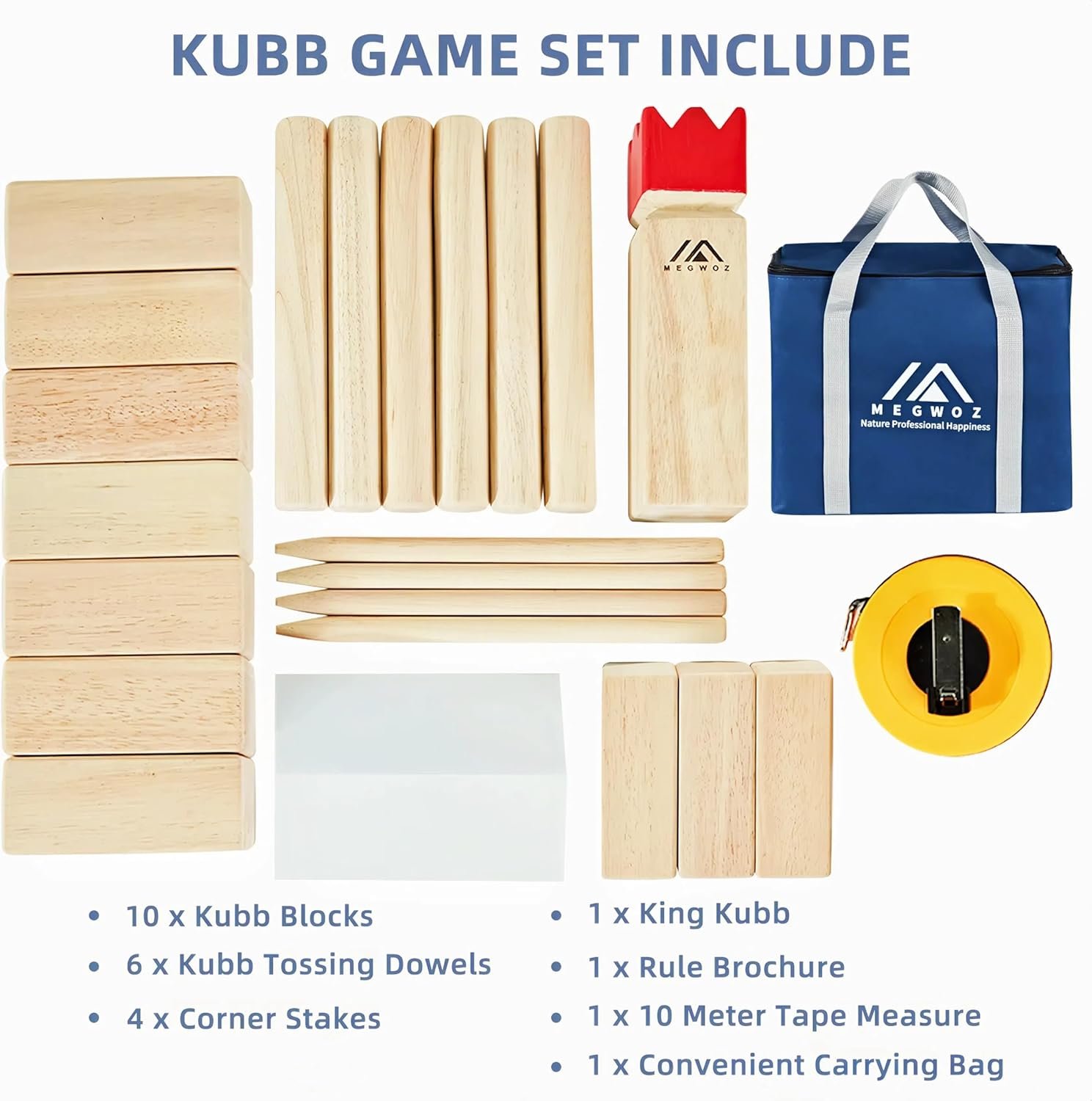 Kubb Yard Games Family Games for Kids and Adults New Zealand Pine Wooden Toss Games, Carnival Holiday Games for Family with Measuring Tape, Viking Chess Christmas Party Games for Kids Adults - Image 10
