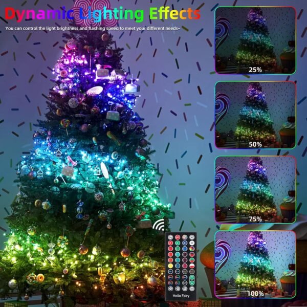 XTF2015 Christmas Tree Lights Color Changing Smart RGB String Lights 99FT 300LED with Remote & App Control & Timer, Waterproof Christmas Lights Multiple Function Modes for Garden Tree House Decor - Image 7