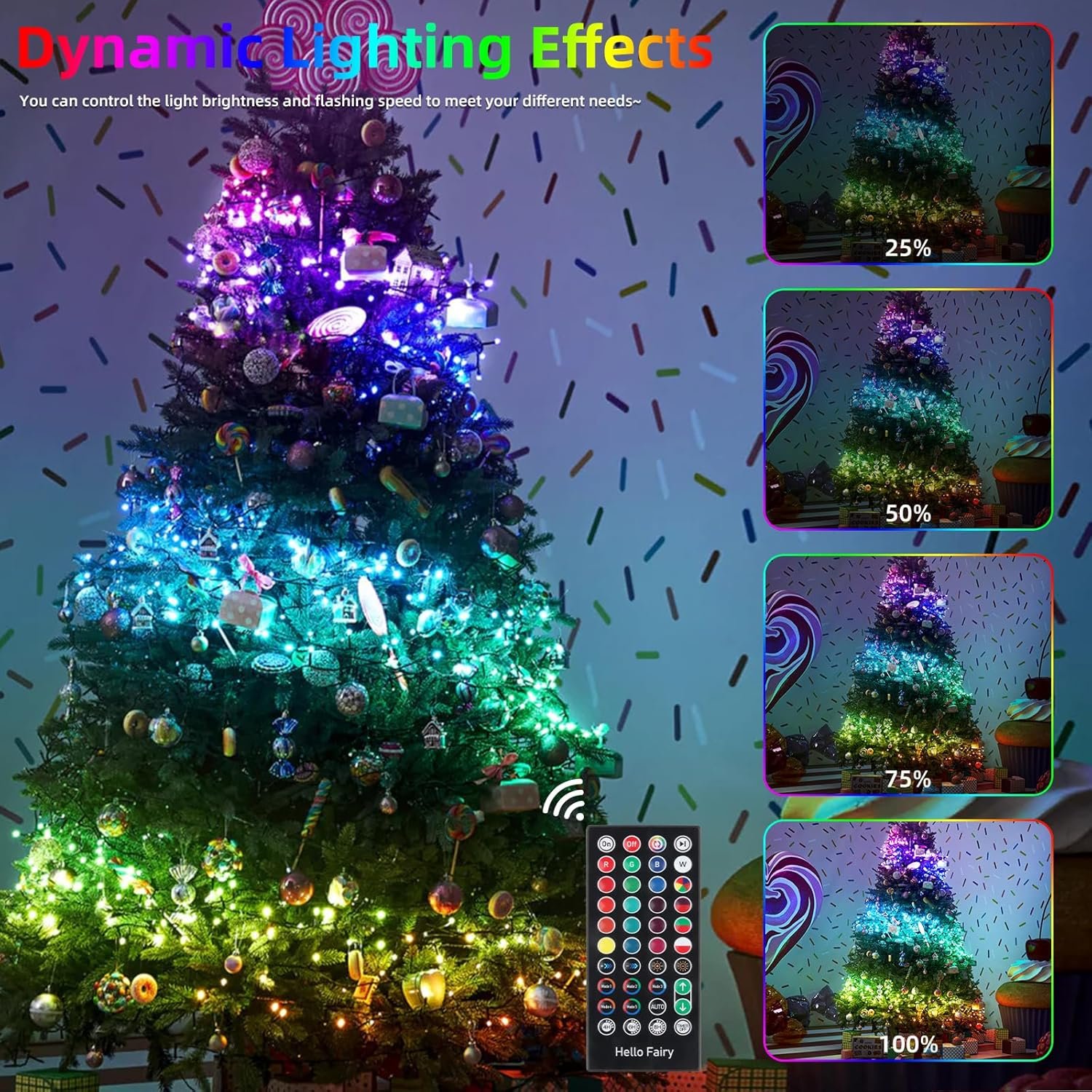 XTF2015 Christmas Tree Lights Color Changing Smart RGB String Lights 99FT 300LED with Remote & App Control & Timer, Waterproof Christmas Lights Multiple Function Modes for Garden Tree House Decor - Image 7