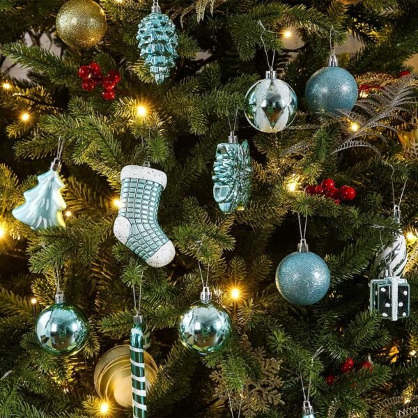 Sattiyrch 76ct Christmas Tree Ornaments Set,Babyblue Shatterproof Christmas Balls Decorations,Xmas Decorative Hanging Ornaments(Babyblue) - Image 3