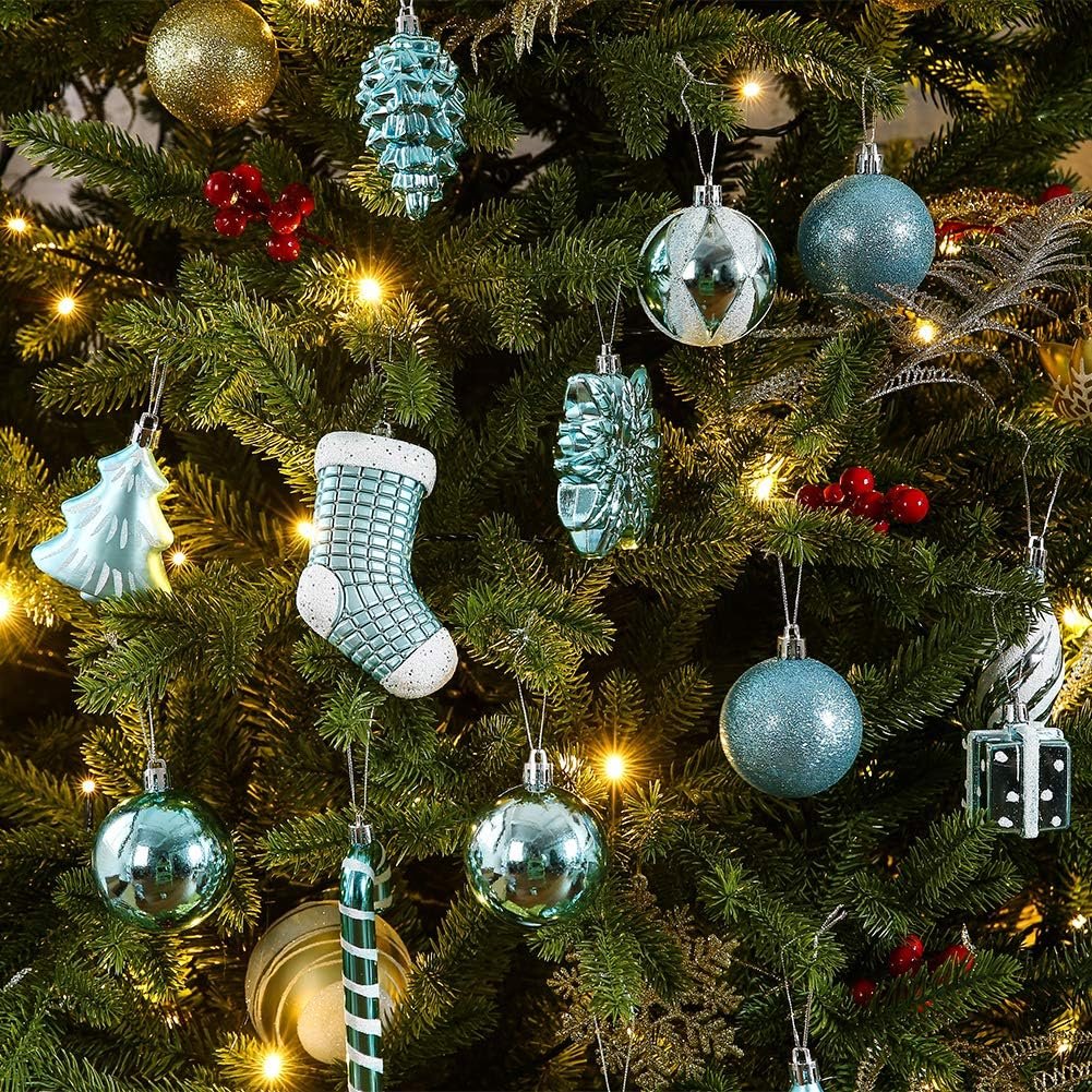 Sattiyrch 76ct Christmas Tree Ornaments Set,Babyblue Shatterproof Christmas Balls Decorations,Xmas Decorative Hanging Ornaments(Babyblue) - Image 3