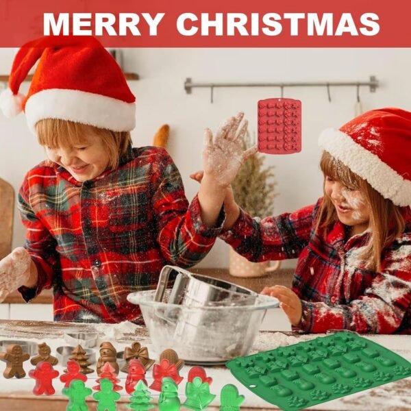 Christmas Chocolate Molds, Silicone Gummy Molds, Mini Christmas Mold for Baking, Chocolate, Gummy, Biscuit, Ice Cube, Jelly(Christmas Set A) - Image 6