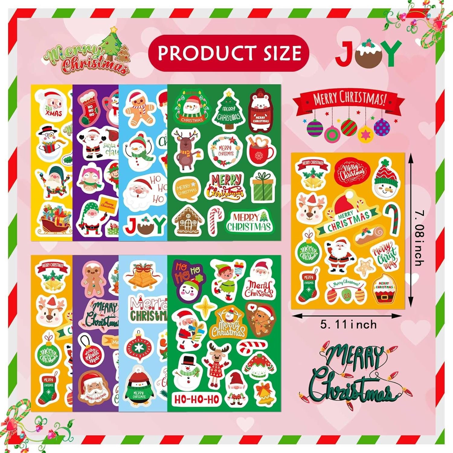 16 Sheets Christmas Stickers for Kids, Merry Christmas Theme Stickers Non-Repeating, Xmas Winter Holiday Party Stickers, Christmas Goodie Bag Fillers Christmas Party Favors Decorations - Image 4