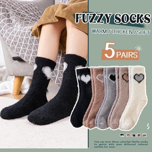 SeeyAN Womens Fuzzy Socks Fluffy Warm Slipper Winter Comfy Thermal Cozy Plush Sleep Home Cabin Socks - Image 5