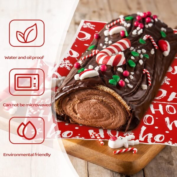 160 Pcs Christmas Wax Paper Sheets for Food Snowflake Hoho Wax Paper Wrapping Bulk Deli Parchment Baking Paper Sandwich Candy Cookies Waterproof Wrappers Oilproof Basket Liners (8 x 10 Inch) - Image 4