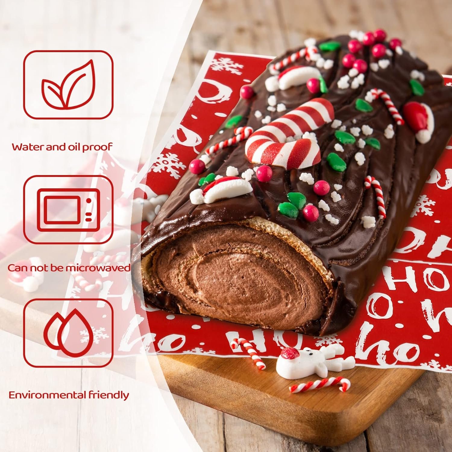 160 Pcs Christmas Wax Paper Sheets for Food Snowflake Hoho Wax Paper Wrapping Bulk Deli Parchment Baking Paper Sandwich Candy Cookies Waterproof Wrappers Oilproof Basket Liners (8 x 10 Inch) - Image 4