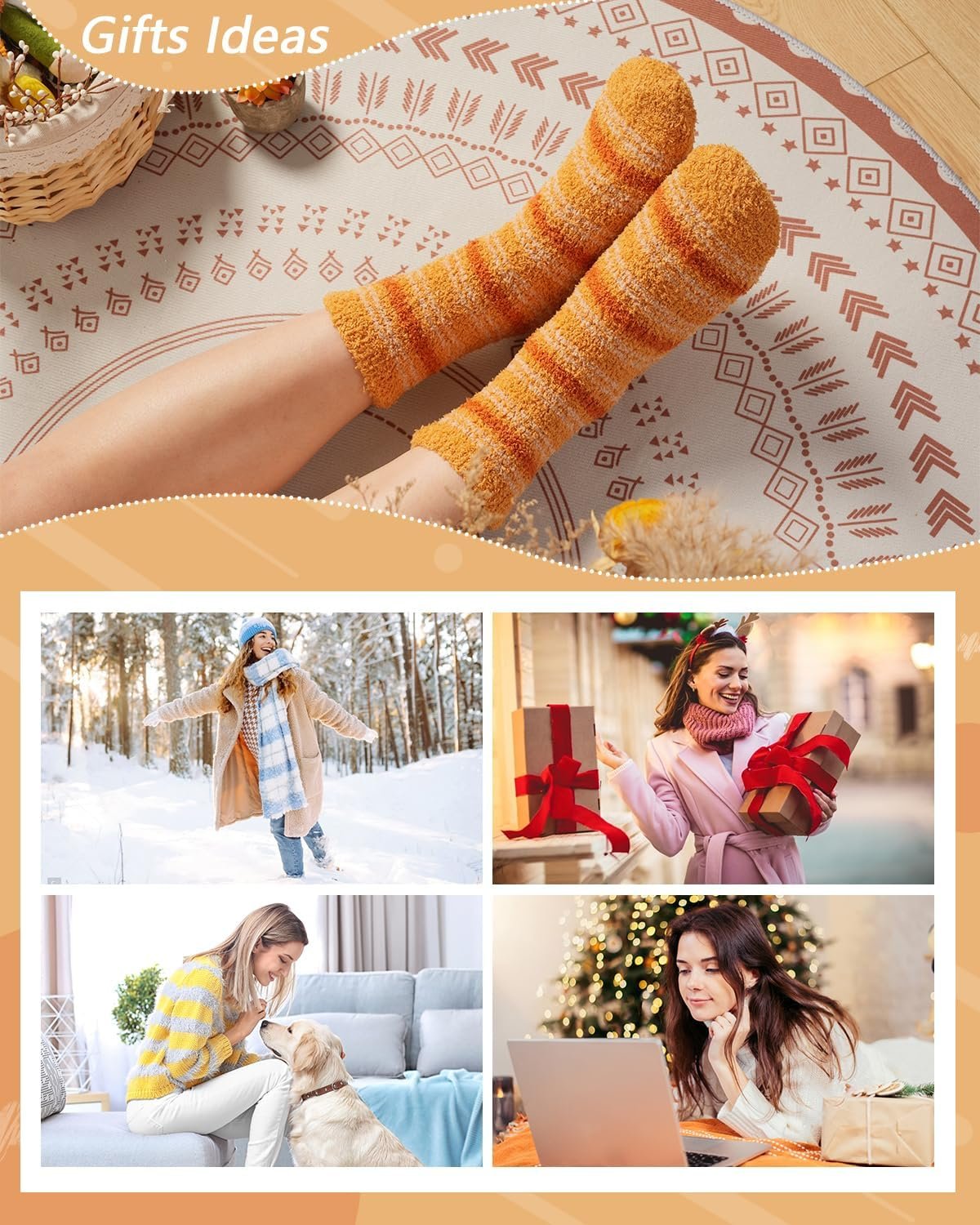 Fuzzy Socks for Women Fluffy Cozy Slipper Socks Fall Thanksgiving Gifts Christmas - Image 5