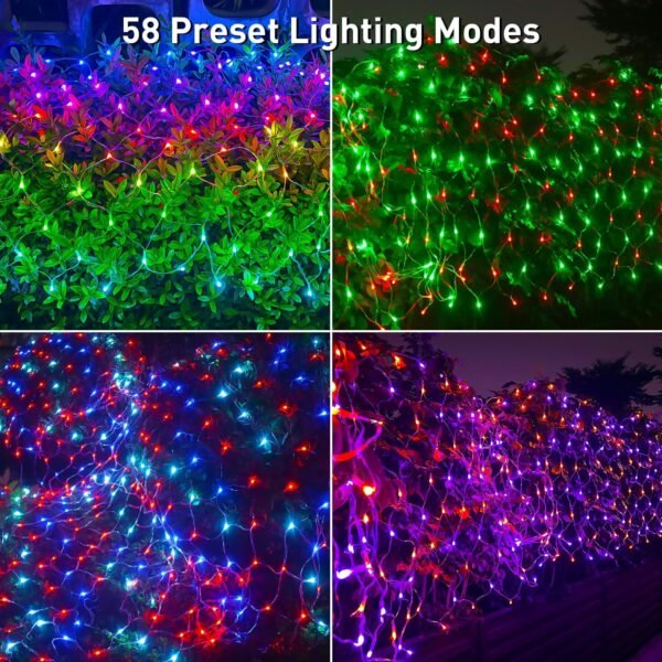 Smart Net Lights Outdoor APP Programmable, 3 Pack 150 LEDs 4 x 6 ft Christmas Net Lights for Bush, 58 Modes Dimmable Connectable RGB Mesh Lights for Xmas Bushes Diwali Decorations for Home Schedule - Image 4