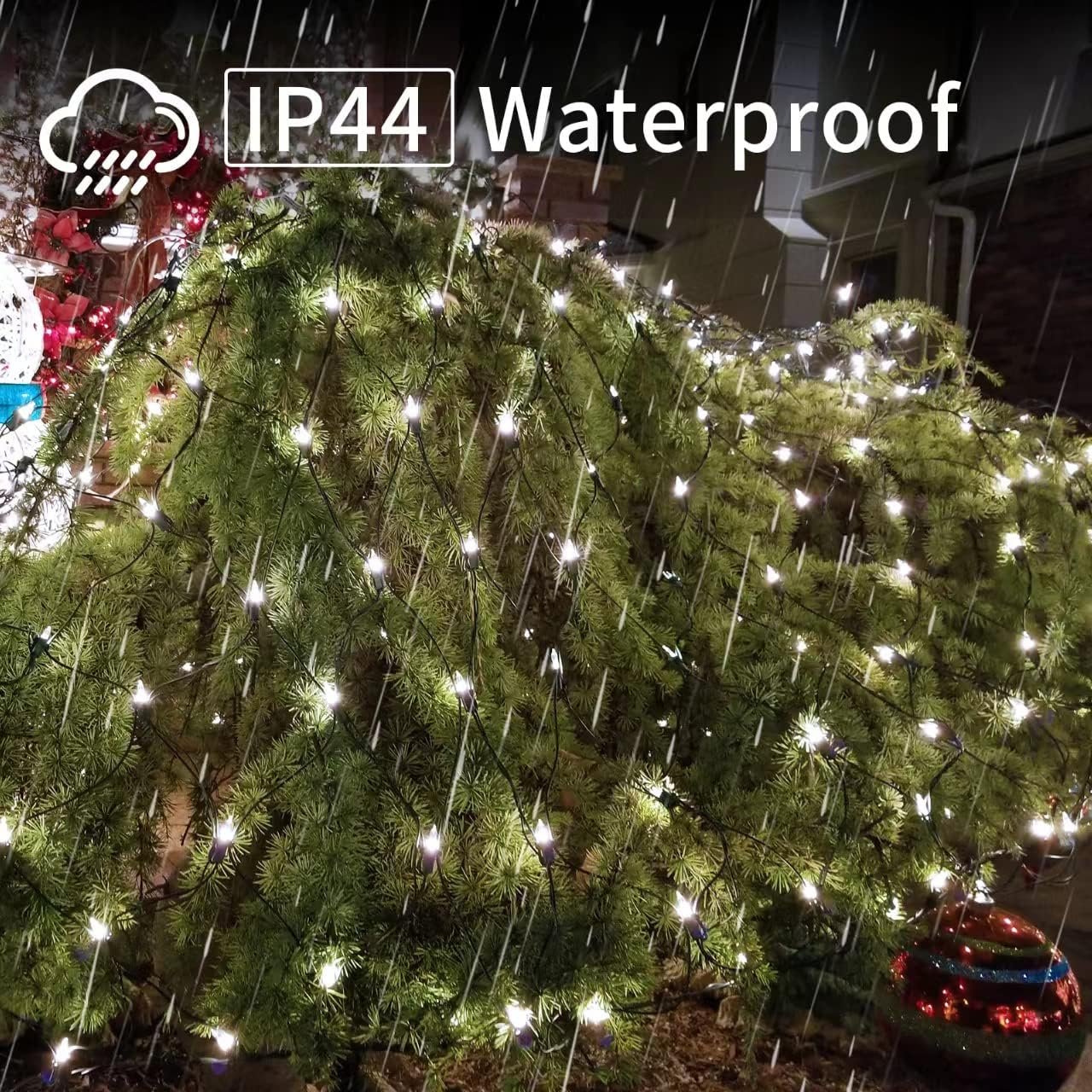 Led Christmas Net Lights Outdoor Christmas Decorations Lights 150LED 6ftx4ft, Connectable Outdoor Fairy Mesh String Lights for Party, Holiday, Wedding, Tree, Bushes Decorations (White) - Image 4