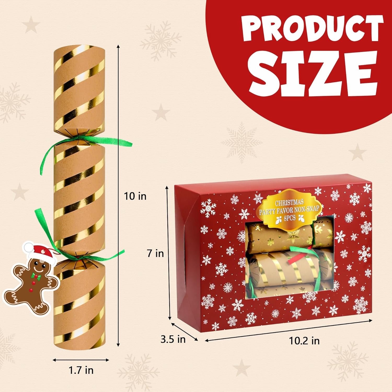 8 Christmas Party Favors with Snap Prizes Gifts Jokes Hats, No Snap Christmas Favors for Adults Kids Christmas Dinner Tradition Games Luxury Christmas Table Decorations Xmas Gifts Bulk Party Supplies - Image 7