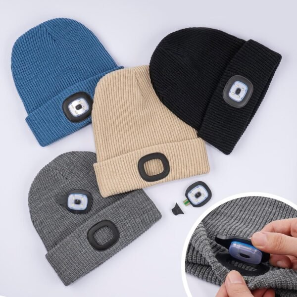 Etsfmoa Unisex Hat with Light,Winter Knitted Lighted Beanie for Men and Women,Rechargeable LED Cap - Image 4