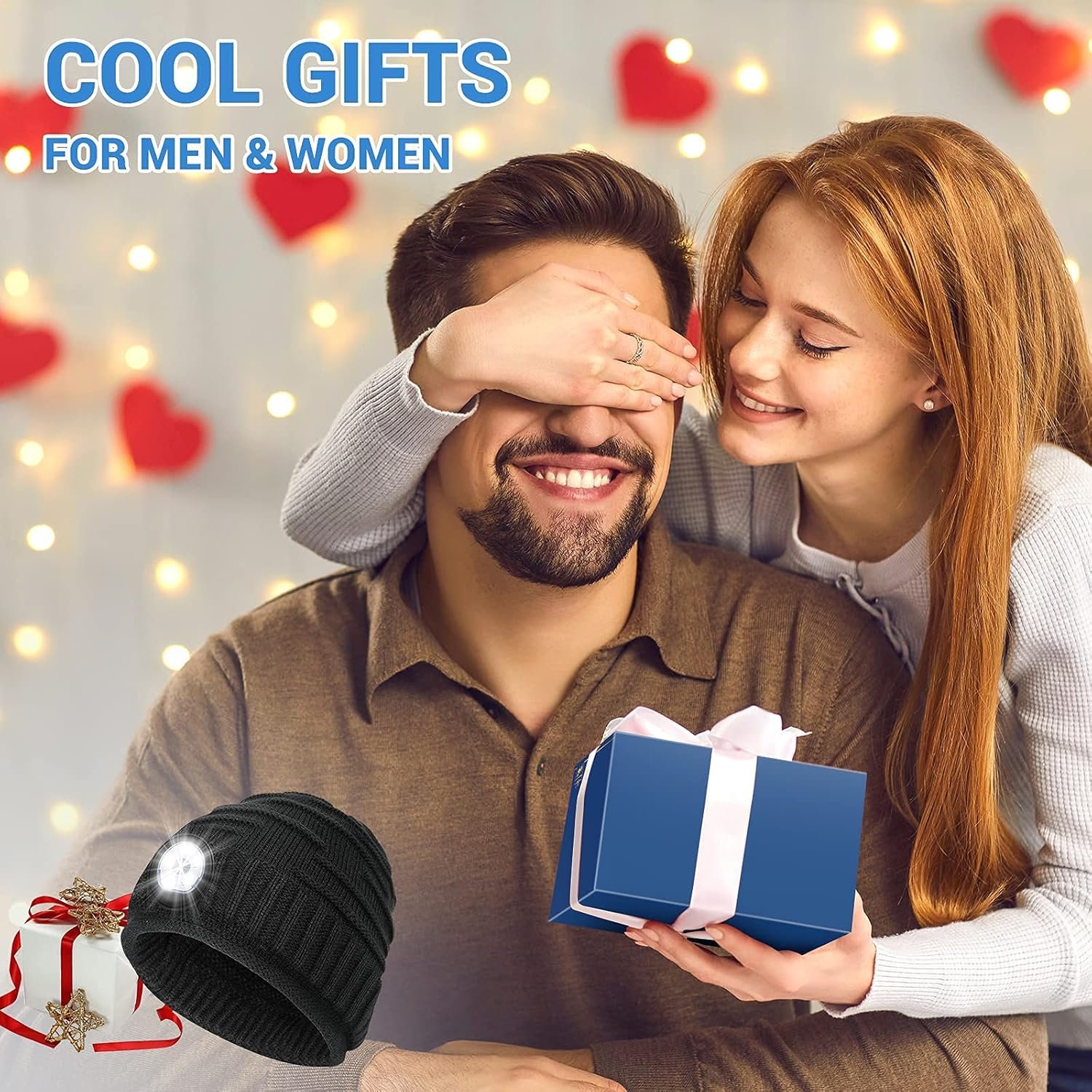 Mens Gifts Beanie Hat with Light: Stocking Stuffers Women Men Rechargeable Cap LED Flashlight Winter Hats Gift Ideas for Dad - Image 10