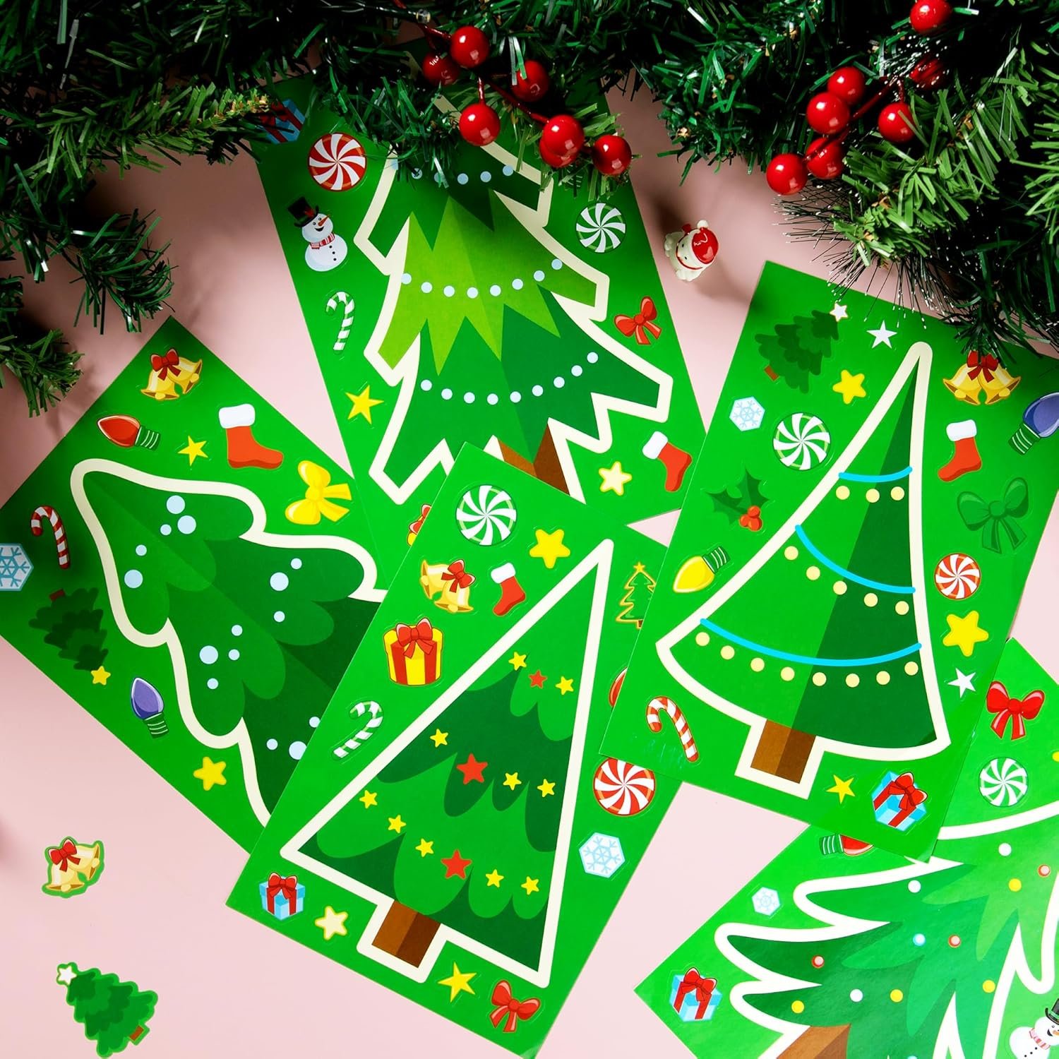 JOYIN 24 Pcs Christmas Tree Stickers, Make Your Own Christmas Tree Stickers Sheets, Party Favors for Kids Xmas Party Supplies, Green Stickers for Classroom Games, Stocking Stuffers Holiday Presents - Image 6