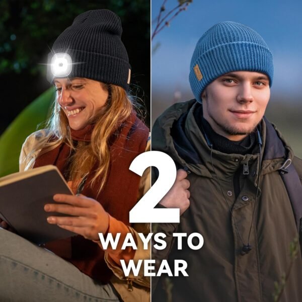 Etsfmoa Unisex Hat with Light,Winter Knitted Lighted Beanie for Men and Women,Rechargeable LED Cap - Image 6