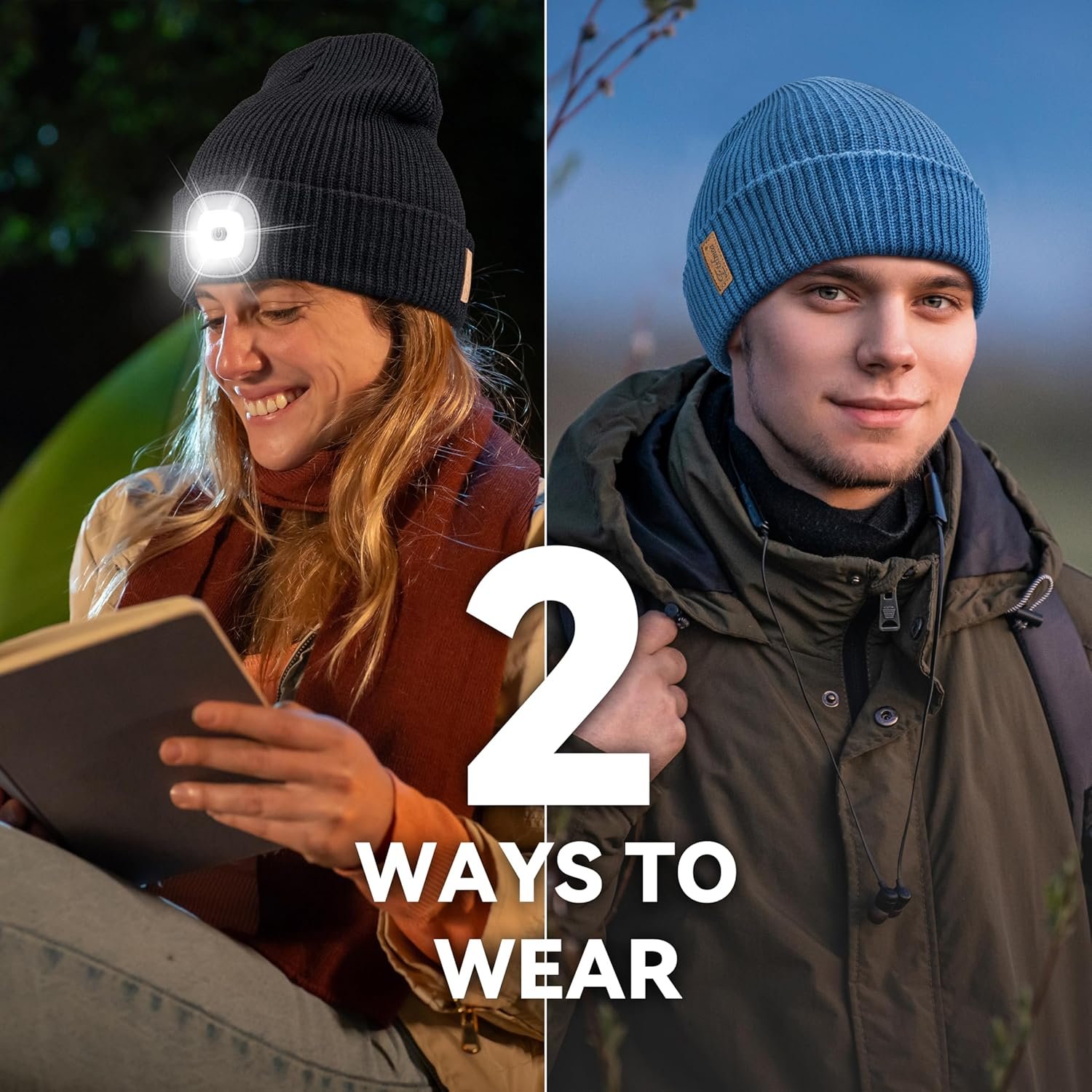 Etsfmoa Unisex Hat with Light,Winter Knitted Lighted Beanie for Men and Women,Rechargeable LED Cap - Image 6