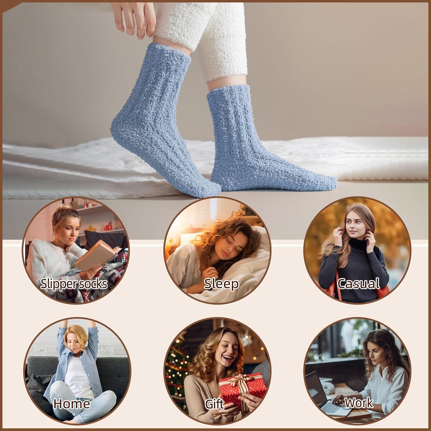 Velice Womens Fuzzy Socks Soft Cozy Fluffy Slipper Winter Socks Warm Plush Sleeping Christmas Socks - Image 7