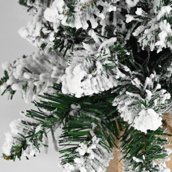 24 Inch 2FT Snowy Mini Christmas Tree, Small Tabletop Flocked Tree with LED Lights, Pine Cones, Balls, Star Tree Topper, Mini Gift Box and Cloth Bag Base, Xmas Decorations (Mini Christmas Tree) - Image 7