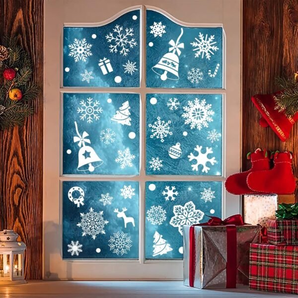 284 Pcs Christmas Window Clings Christmas Window Stickers Snowflake Window Clings Decals for Christmas Decorations Holiday Decorations Ornaments Party Supplies 9 Sheets - Image 5