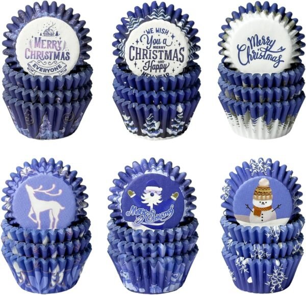 qiqee Christmas Mini 300PCS Gradient Cupcake Liners Cupcake Cups 6 Designs Cupcake Papers Baking Cups Cupcake Wrappers (Small Size) - Image 2