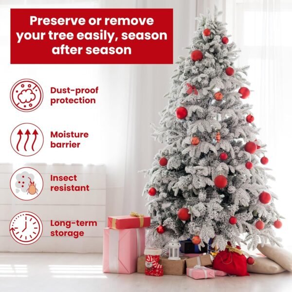 VicMore Polyethylene Christmas Tree Storage Bag - 9ft x 6ft Waterproof Bag for Hassle-Free Tree Removal - Tear-Resistant, Odorless, Dustproof Tree Bag - Multi Use Large Storage Bag for Moving - Green - Image 3