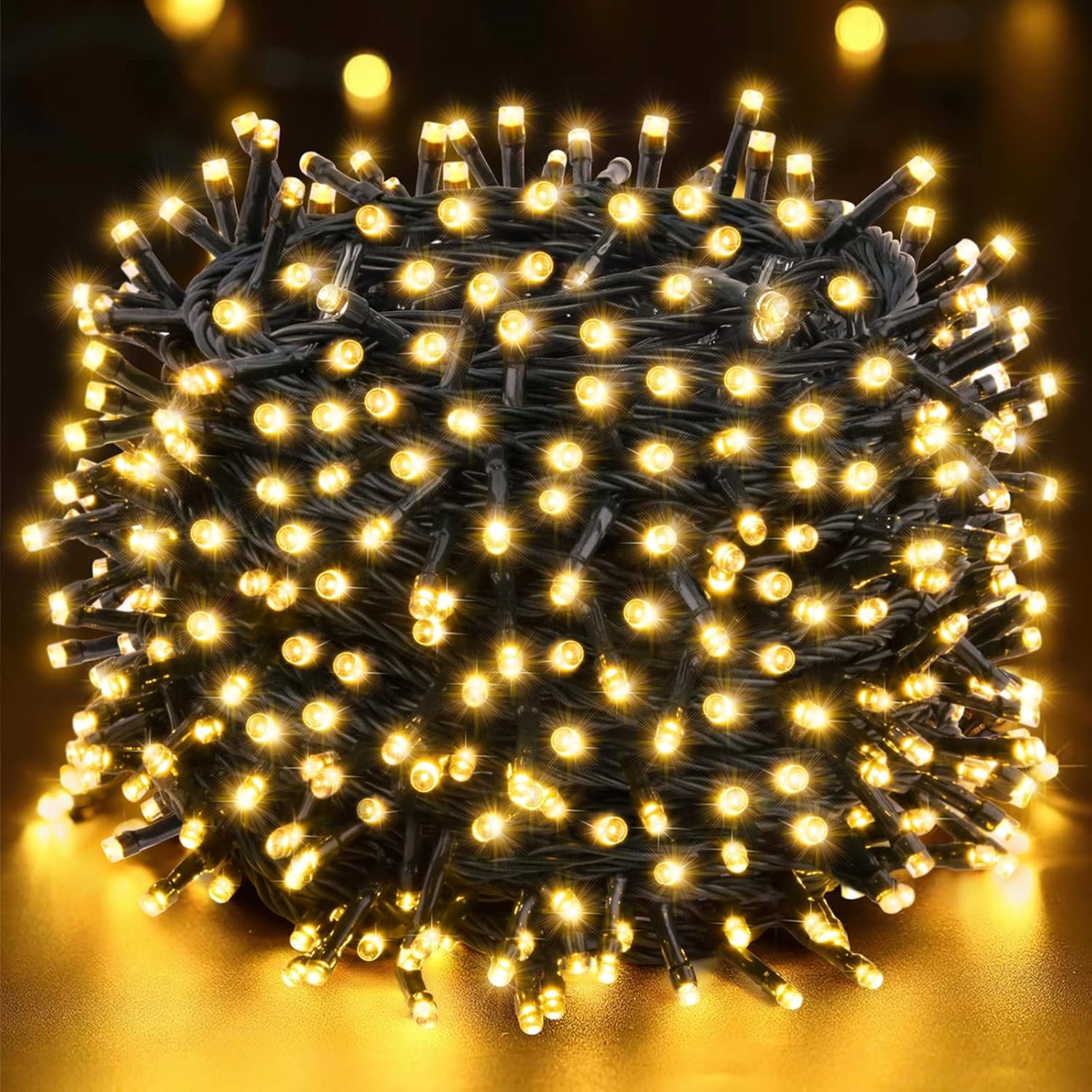 Techip 300 LED Christmas Lights Outdoor, Warm White Christmas Tree Lights Outside Waterproof Twinkle Lights Green Wire Connectable Plug in Christmas String Lights Indoor 108FT 8 Modes for House Decor - Image 2