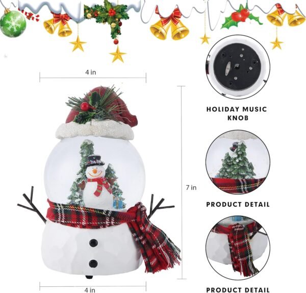 100mm Christmas Snow Globe, Glitter Music Water Snowball, Snowman, Santa Claus, Music Box, Christmas Decoration, Xmas Decor for Holiday (Cute Snowman) - Image 8