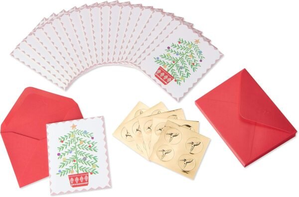 Papyrus Christmas Cards Boxed with Envelopes, Merry Little Christmas, Christmas Tree (20-Count) - Image 4