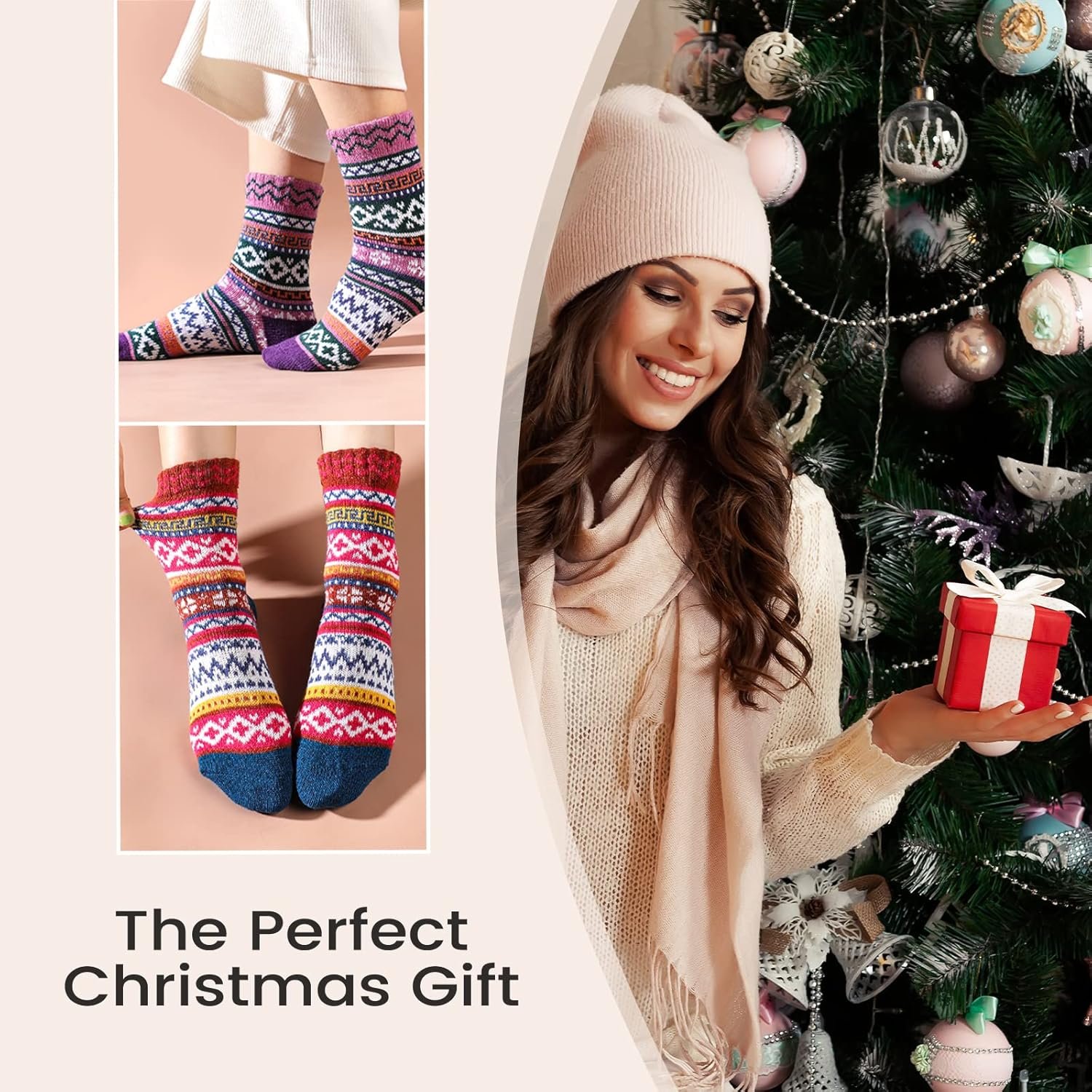 5 Pairs Wool Socks - Wool Socks for Women, Cozy Crew Socks, Warm Winter Socks for Women, Womens Vintage Socks, 6-10 - Image 8