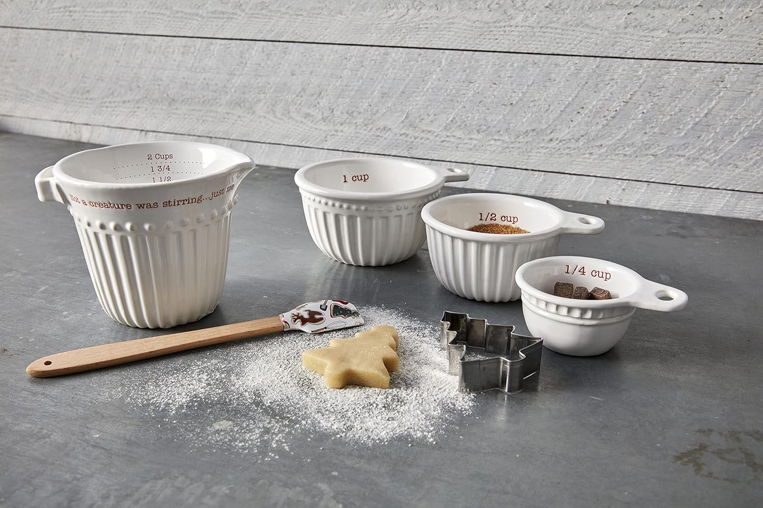 Mud Pie Circa Christmas Measuring Cup And Spatula Set, White - Image 3