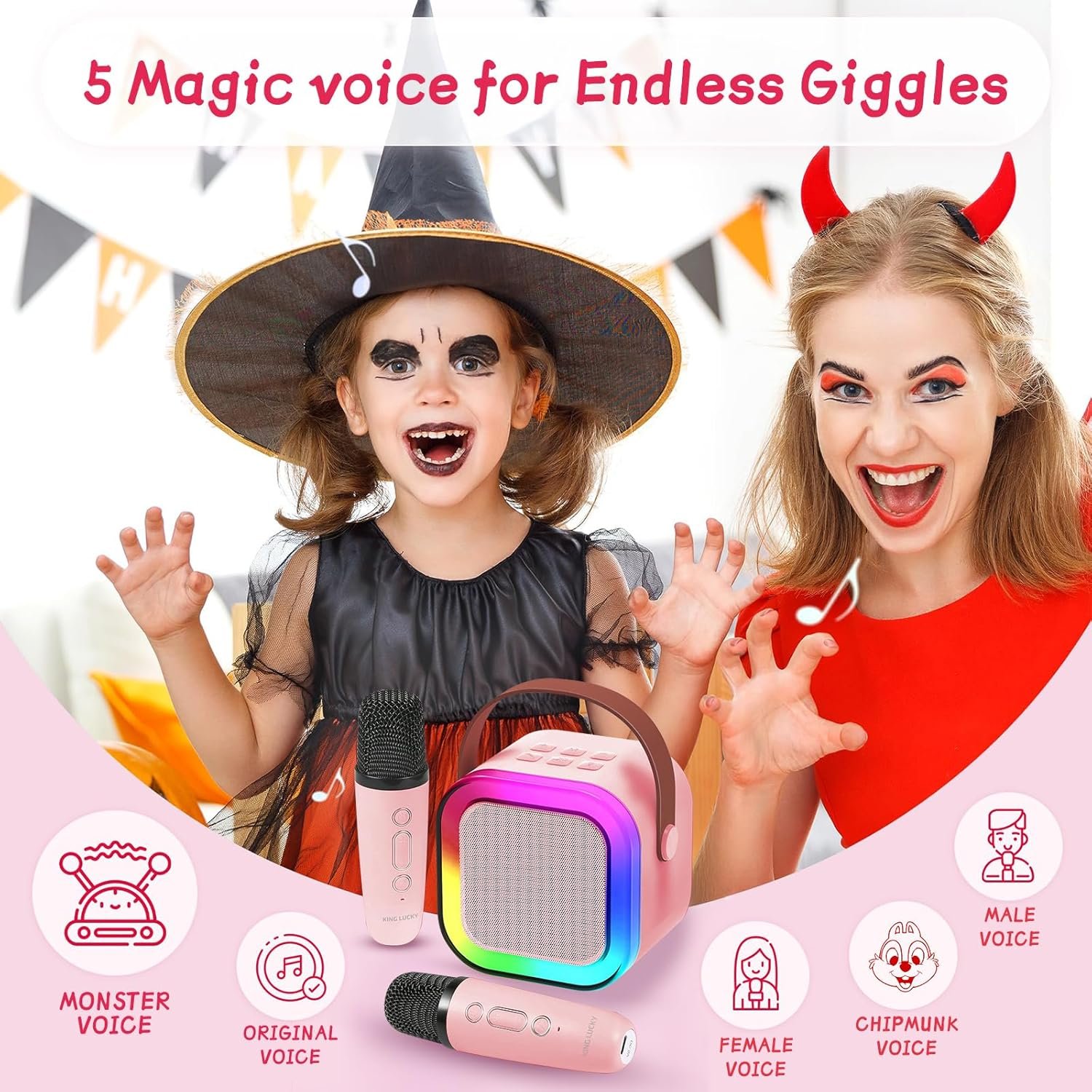TOP Mini Karaoke Machine for Kids (with 14M+ Songs), Christmas Birthday Gifts Ideas for Girls Toy Ages 3-12+, Portable Bluetooth Speaker with 1 Wireless Microphone - Pink - Image 6