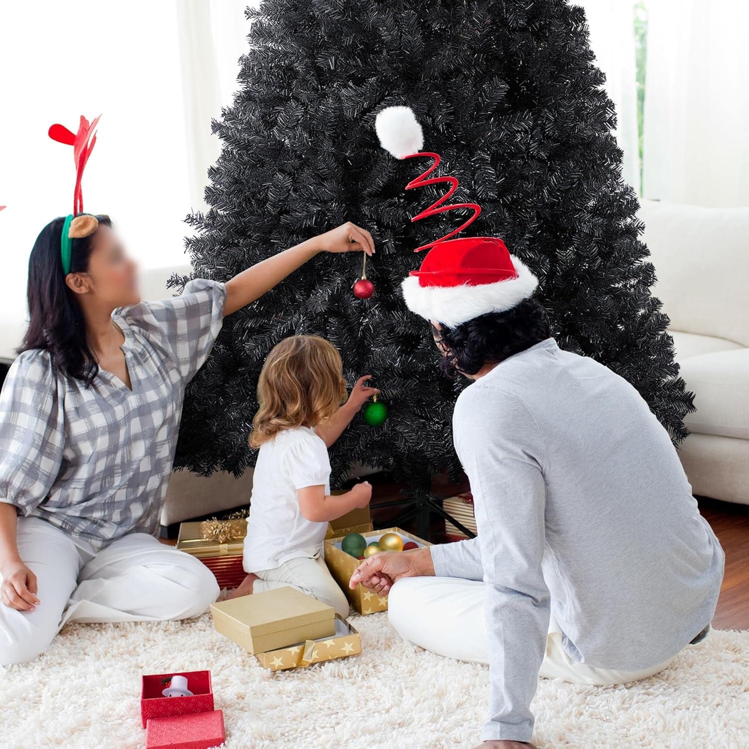 Yaheetech 6ft Black Artificial Christmas Pine Tree Seasonal Holiday Carnival Home Party Decoration for Home, Office, Party Decoration Indoor Outdoor with 818 Branch Tips and Foldable Stand - Image 8