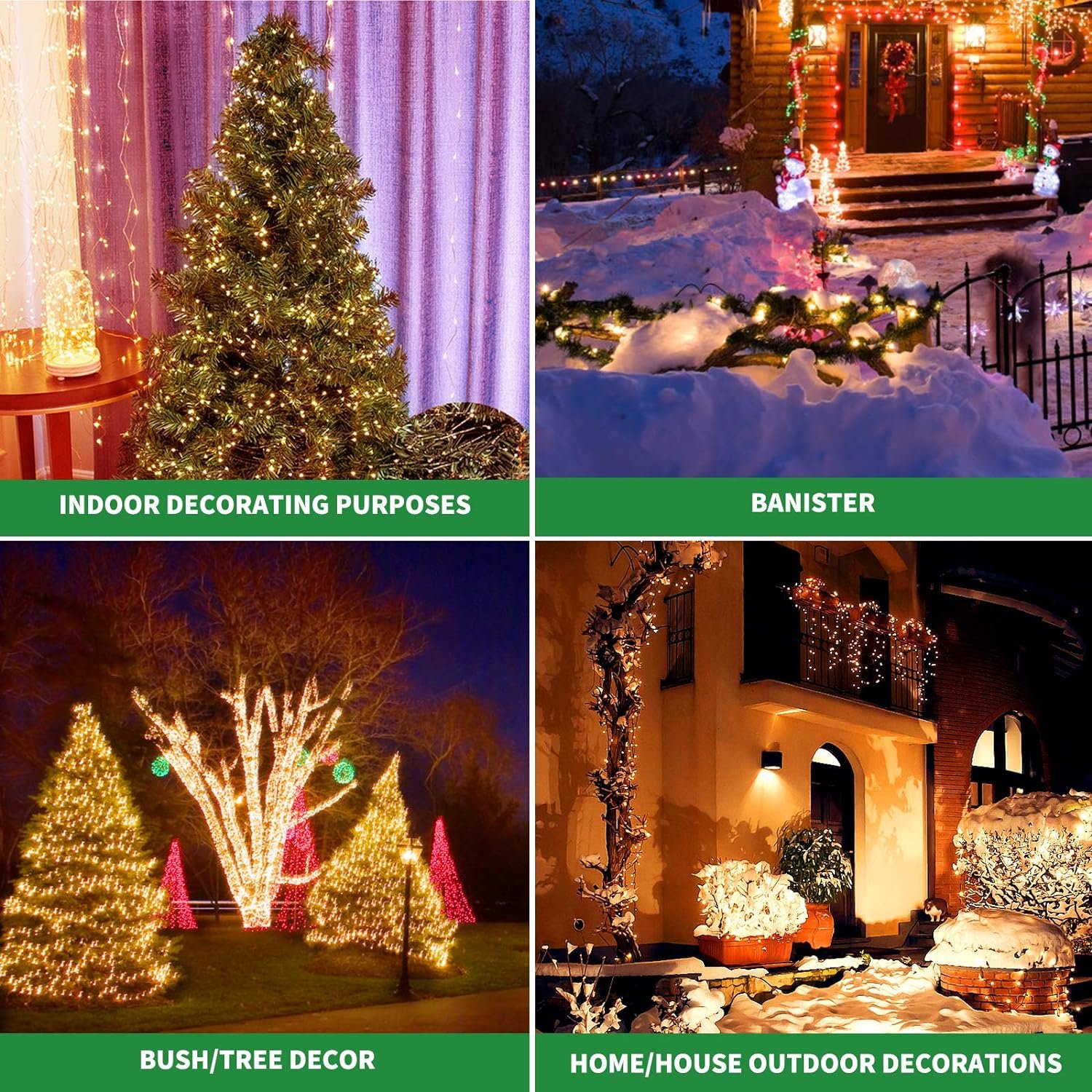 Tcamp 164FT 500 LED Christmas Lights, 8 Modes Christmas Tree Lights with Timer Memory Function, Green Wire Starry Fairy String Lights for Christmas Tree Halloween Outdoor Indoor Decor (Warm White) - Image 7