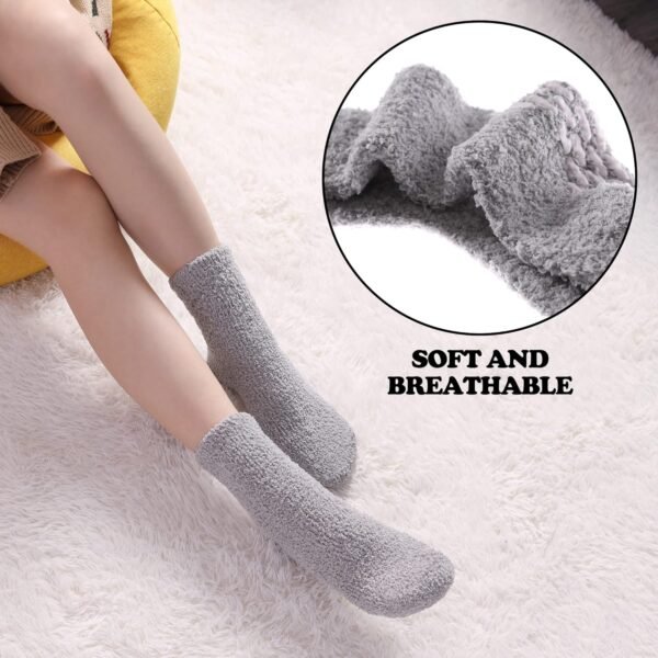 FNOVCO Non Slip Socks for Women Winter Warm Cozy Fuzzy Slipper Socks Soft Fluffy Hospital Socks with Grips - Image 5