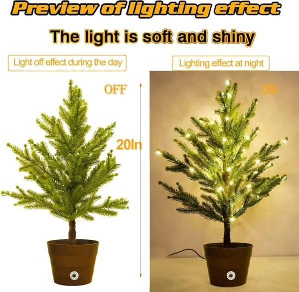 18 Colors Artificial Mini Christmas Tree, 20In Lighted Tabletop Xmas Tree with Color Changing LED Lights, Pre-Lit Small Christmas Tree in Pot Remote Timer Festive Party Holiday Fake Multicolored Tree - Image 5