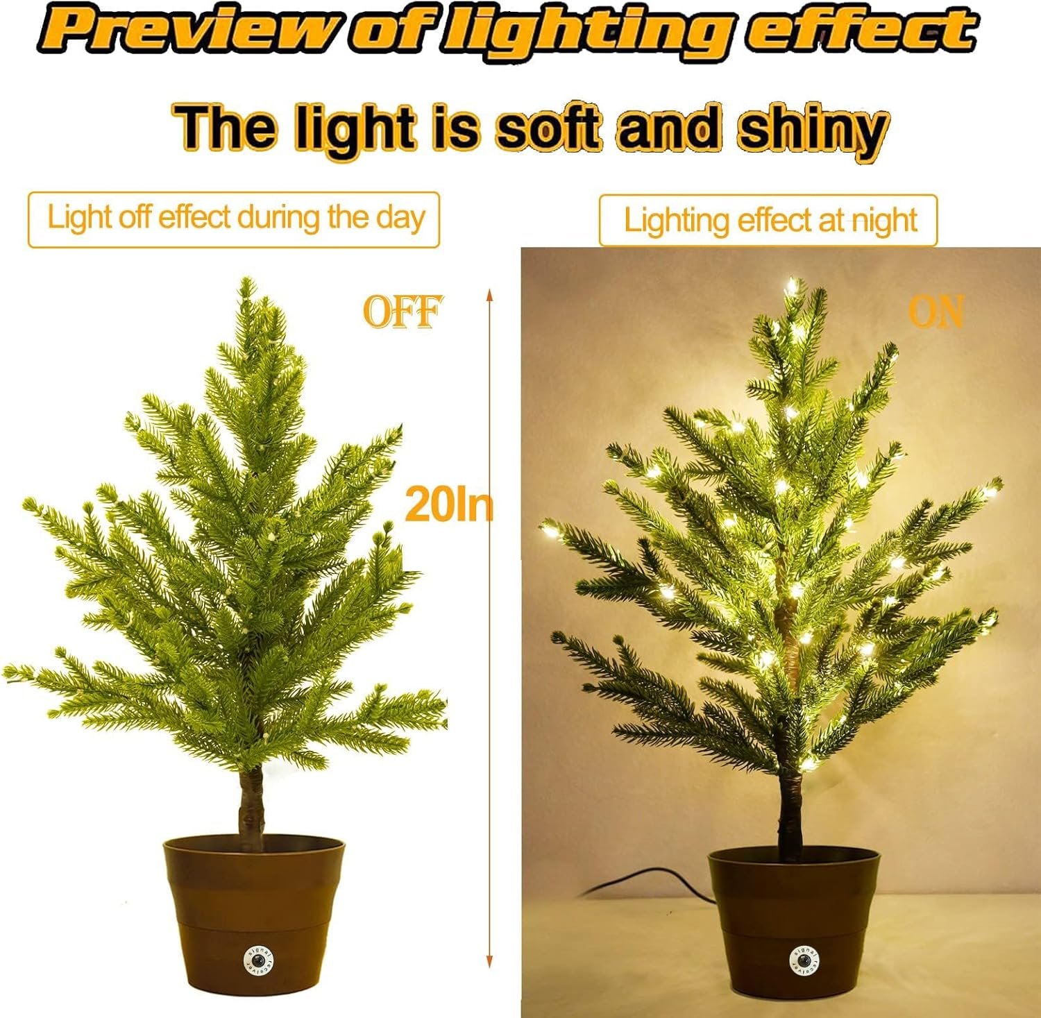 18 Colors Artificial Mini Christmas Tree, 20In Lighted Tabletop Xmas Tree with Color Changing LED Lights, Pre-Lit Small Christmas Tree in Pot Remote Timer Festive Party Holiday Fake Multicolored Tree - Image 5