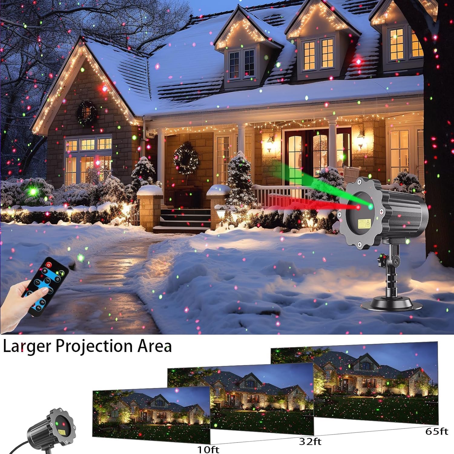 Outdoor Christmas Laser Light, Red and Green Christmas Laser Lights for Christmas Holidays Garden Decoration - Image 5