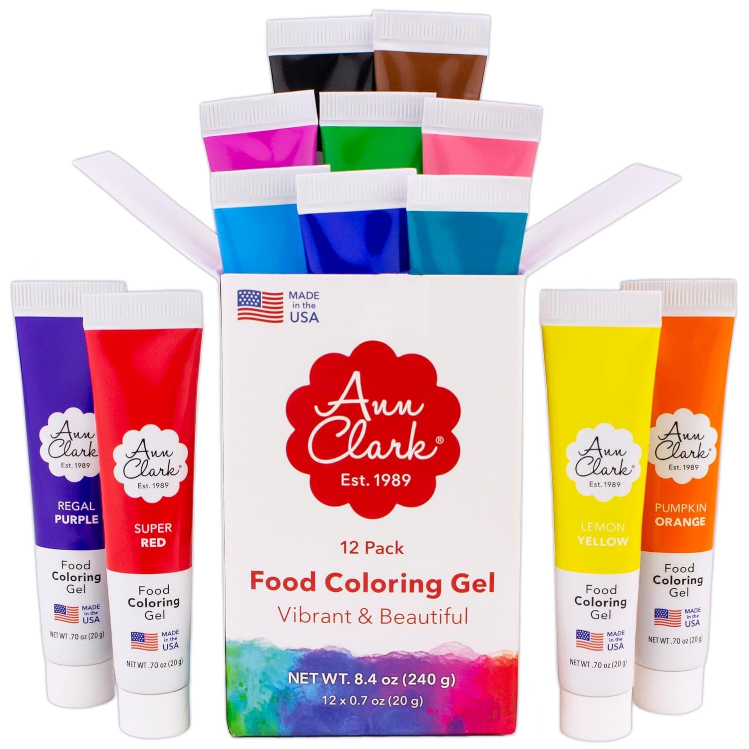 Ann Clark Professional-Grade Gel Food Coloring Made in USA .7 oz, 12 Colors - Image 10