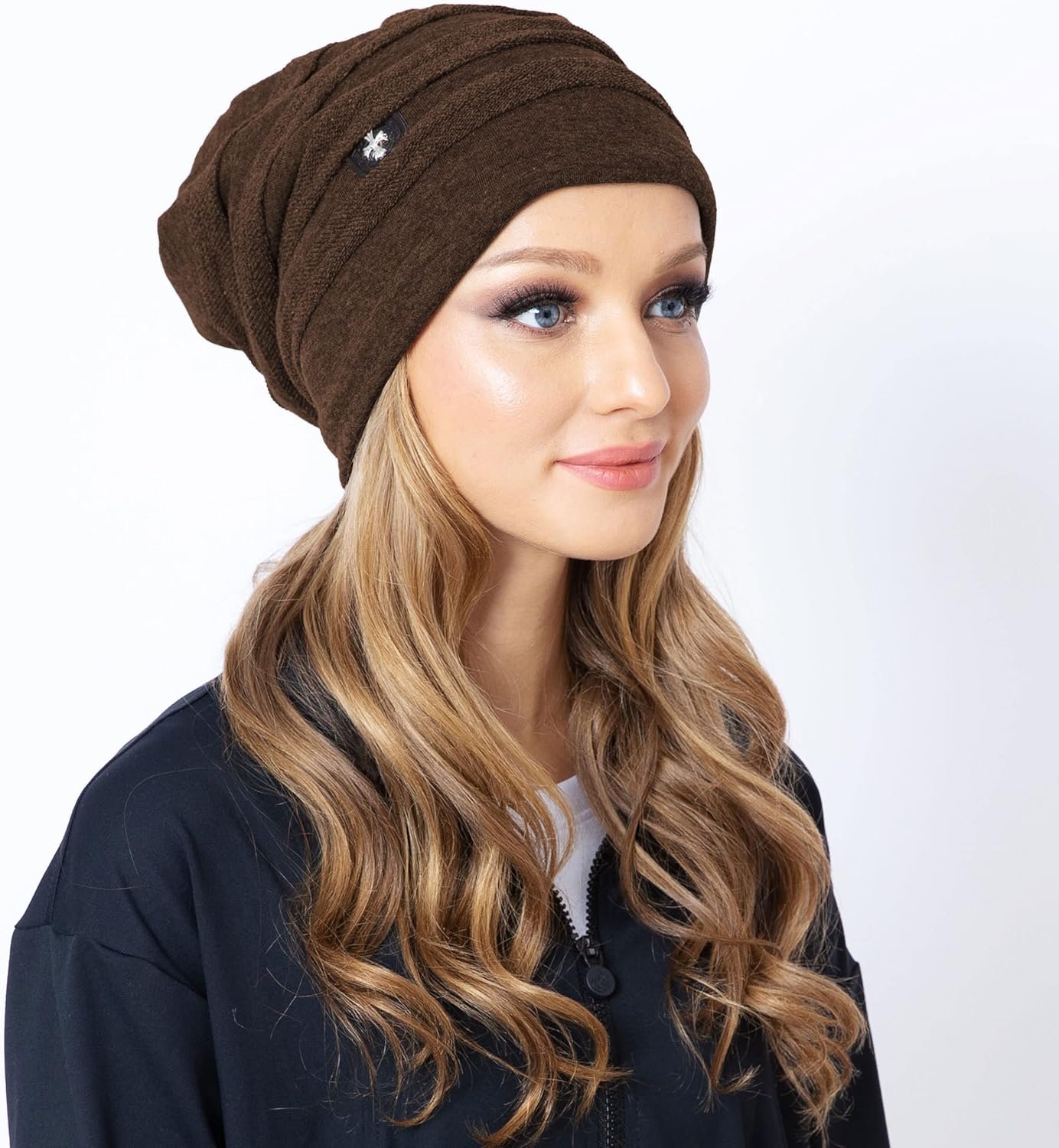 Chemo Slouchy Style Baggy Beanie Cancer Headwear for Women Fleece Lining Winter Hat - Image 3