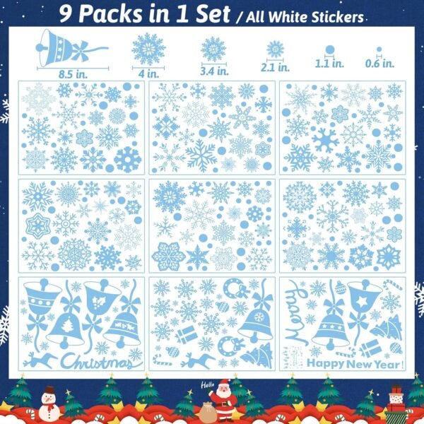284 Pcs Christmas Window Clings Christmas Window Stickers Snowflake Window Clings Decals for Christmas Decorations Holiday Decorations Ornaments Party Supplies 9 Sheets - Image 8