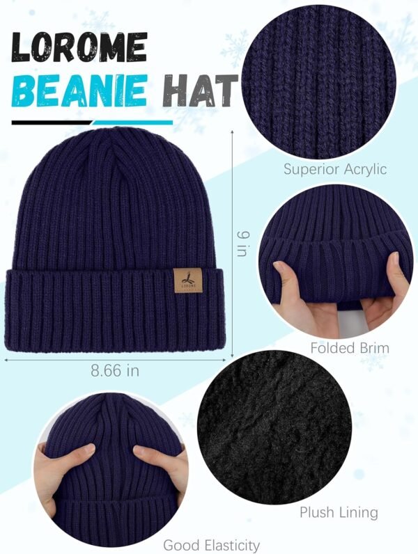 3 PCS Winter Hat Scarf Gloves Set, Soft Warm Knit Beanie Hat Touchscreen Gloves Long Knitted Scarf Set Winter Gifts for Men - Image 3