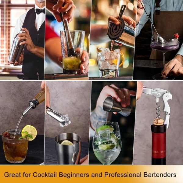 30pcs Mixology Bartender Kit with Stand, 25oz Bar Set Cocktail Shaker Set, Professional Bartending Kit Home Bar Tools Set Bar Accessories Father's Day - Image 7