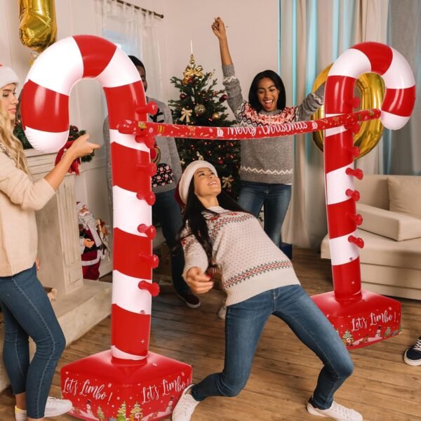 Christmas Candy Cane Striped Inflatable Limbo Game for Adults Inflatable Limbo Party Game Fun Limbo Carnival Game for Vacations Indoor Outdoor Party Supplies - Image 7