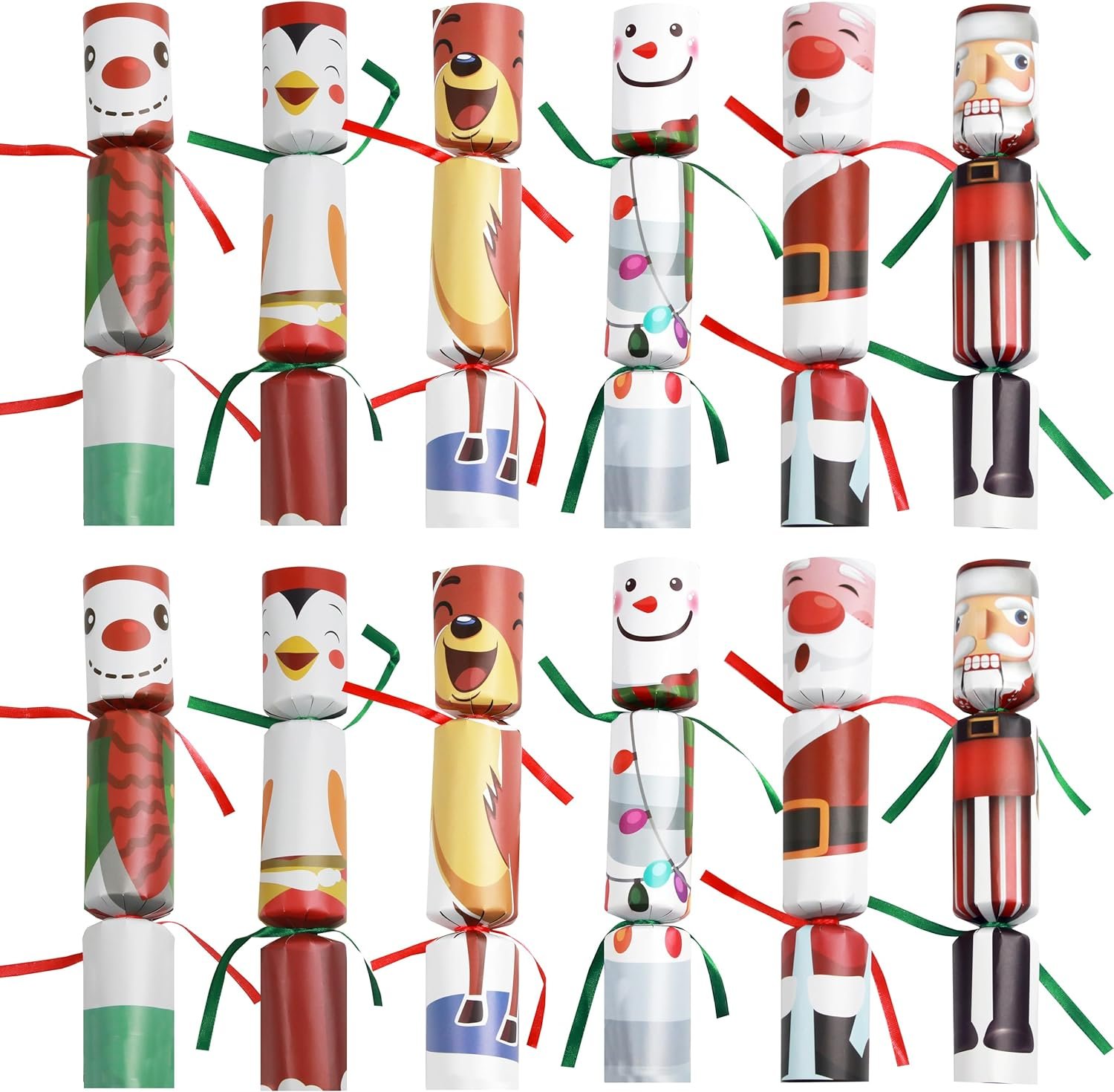 12 Pack Christmas No-snap Party Table Favors, Christmas Themed Holiday Supplies with Party Hat, Joke & Little Gift Inside for Kids Adults Christmas Gift - Image 2