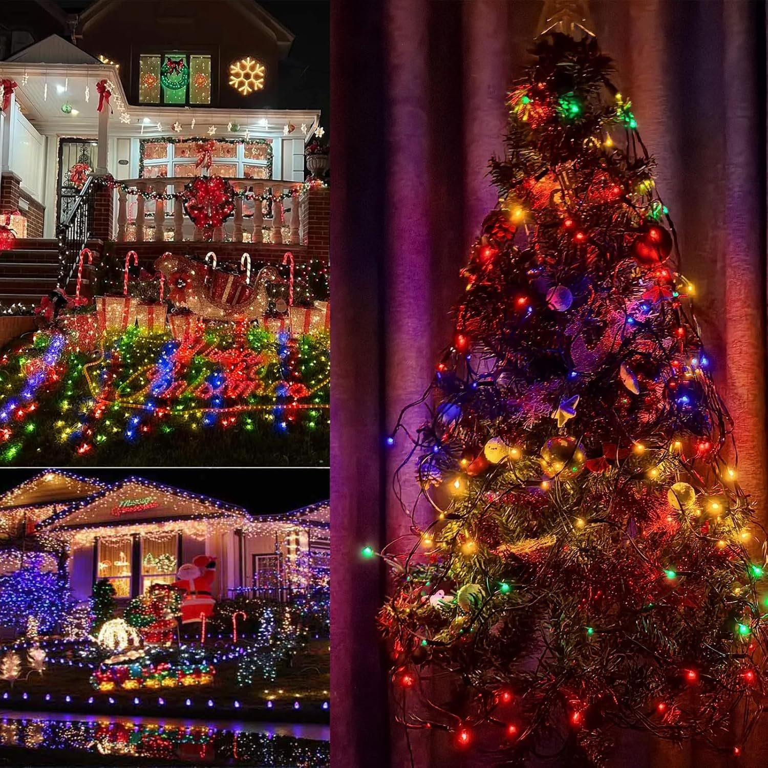2 Pack Battery Operated Net String Lights 4.9x3.9Ft 100LED-Light 8 Modes Mesh Waterproof Wide Angle LED Curtain Lights for Christmas Xmas Garden Yard Party Wedding and Holiday Decor(Multi Color) - Image 5