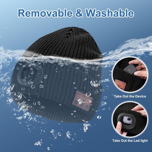 Stocking Stuffers for Adults Men, Bluetooth Beanie Hat with Light, Mens Gifts for Men Dad Him Grandpa Husband Christmas Black - Image 7