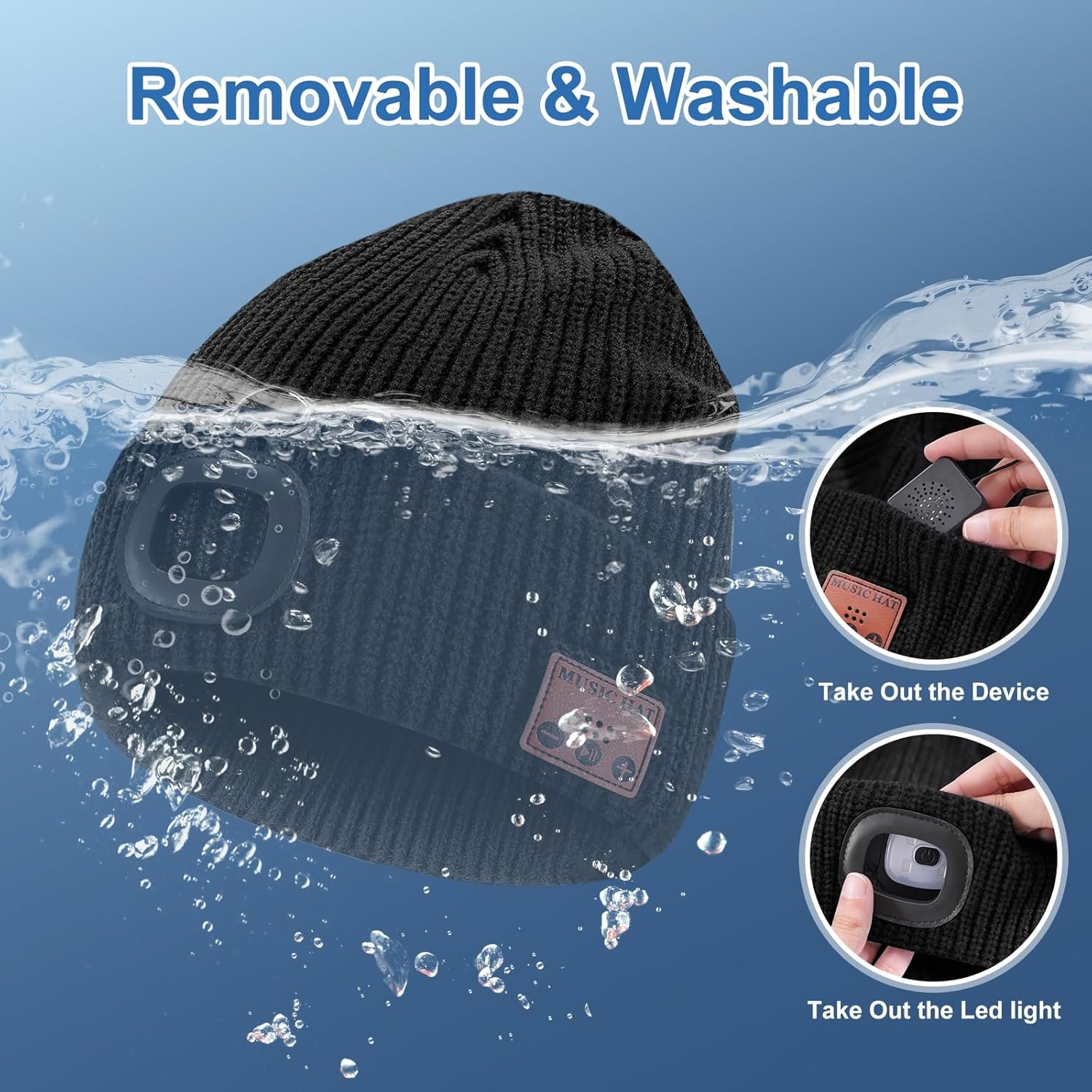 Stocking Stuffers for Adults Men, Bluetooth Beanie Hat with Light, Mens Gifts for Men Dad Him Grandpa Husband Christmas Black - Image 7