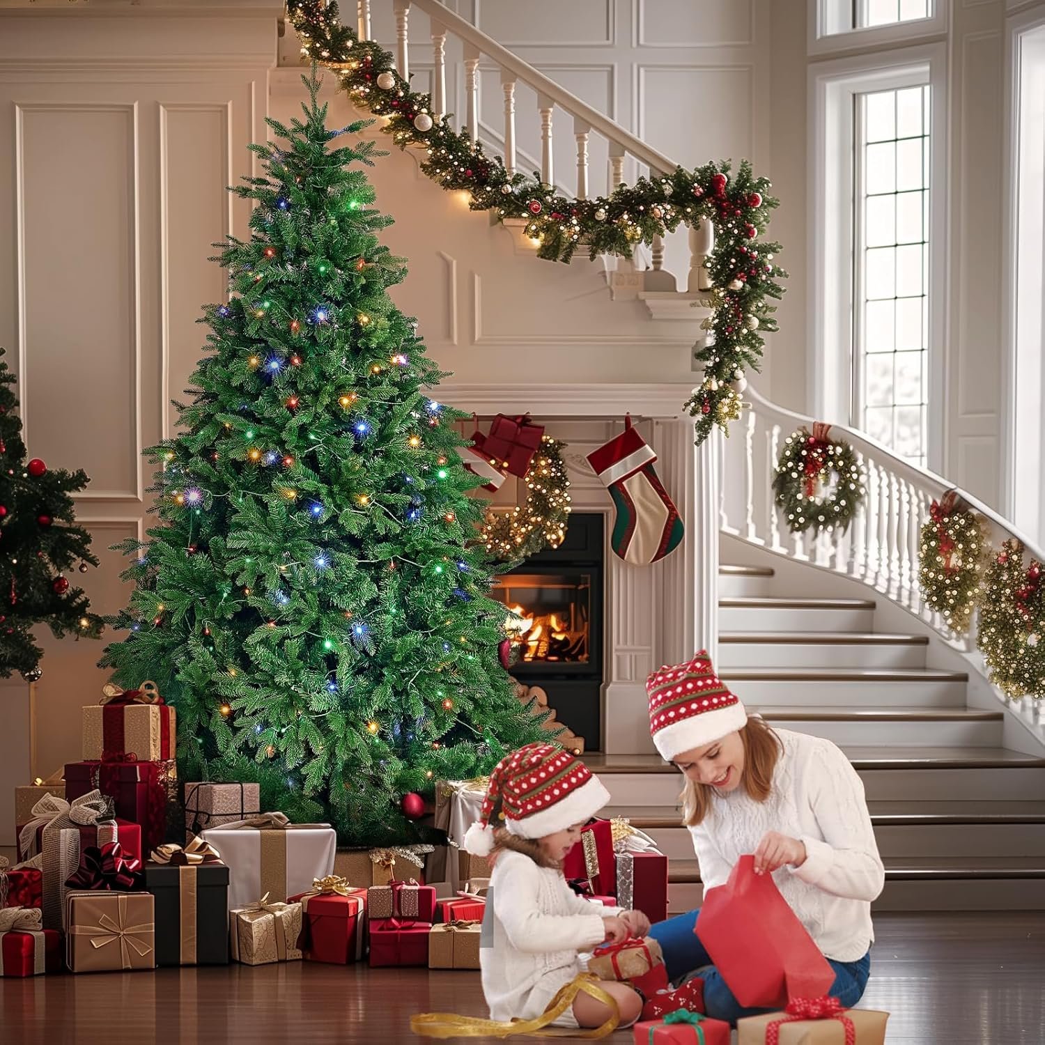 Redlife 7.5ft Pre-Lit Spruce Artificial Holiday Christmas Tree for Home, Office, Party Decoration, Equipped with LED Lights, Easy Assembly, Fireproof PE+ PVC, Christmas, Living Room - Image 6